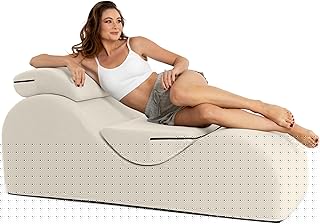 Luvu Lounger - Chaise Lounge Chair for Yoga, Exercise, Massage - High Density Foam - Made in The USA - Beige