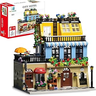 Flowers City Hotel House Building Kit for Adutls, Creator Building Toy Set with Apartmant and Shops for Girls and Adults 1464 pcs