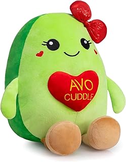 Avocado Plush Toys 17 Inches Cute Fruit Stuffed Animal with Red Heart Soft Avocado Pillow for Girlfriend Boyfriend Children Valentines Day Birthday