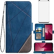 Asuwish Compatible with Samsung Galaxy S9 Wallet Case and Tempered Glass Screen Protector Leather Flip Cover Card Holder Stand Cell Accessories Phone Cases for Glaxay S 9 Edge 9S GS9 Women Men Blue