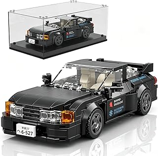 Car Building Toys with Acrylic Display Case Model Race Car Toy Building Blocks Kit, Collectible Racing Vehicle Set for Kids Age 8+ Teens Adults