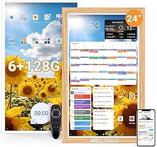 Smart Digital Calendar, 24” Electronic Planner with FHD Touch Screen & Remote Control, Electric Family Organizer with Chore Chart Google Play Customizable App, Wall Display Tablet with Camera