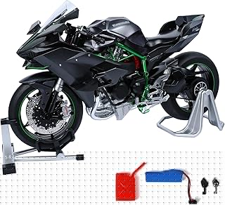 1:6 Motorcycle Model for Kawasaki Ninja H2R Metal Die-cast Motorcycle Model with Imitation Key Sound Light Spray Moto Classic Collection Gift for Adult(Black)