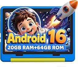 URAO Kids Tablet, Android 16 Tablet for Kids 10 inch with Case, 64GB 1TB TF Card Expandable for Toddler Children, Parental Control, Dual Camera, WiFi,Gift