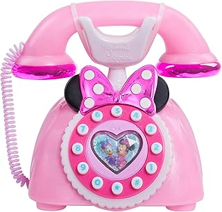 Disney Junior Minnie Mouse Ring Me Rotary Style Phone with Lights and Sounds, Pink, Kids Toys for Ages 3 Up by Just Play