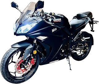 125CC NINJA VENOM X22 MOTORCYCLE 4-SPEED, 4-STROKE, FULL-SIZE 17" WHEELS BEGINNER BIKE, TWO SEATER WITH MCO TITLE & BILL OF SALE MATTE BLACK