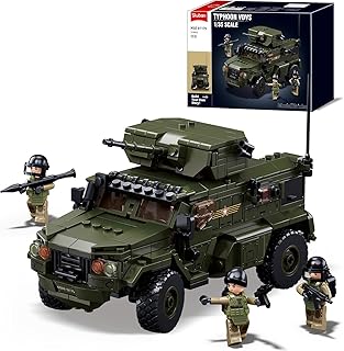 Military Vehicle Set Building Toy Army Car, Military Off-Road Vehicle Model, with 4 Soldier Minifigures, Gifts for Boys Aged 6-12 Kids Girls, Compatible with Lego Military Set, 519 PCS