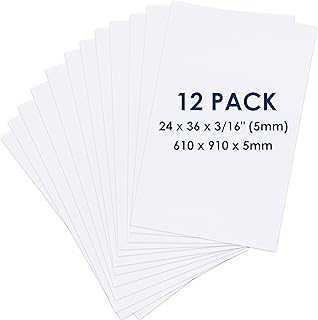 Foam Board 24 x 36 x 3/16" (5mm) - 12 Pack - White Poster Board, Acid Free, Double Sided, Rigid, Sign Board Foamboard for Mounting, Crafts, Paintings Prints, Art, Display, Presentation and Projects