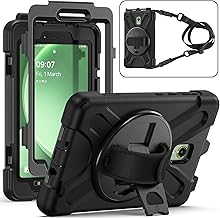 Samsung Galaxy Tab Active5/Active 3 8.0 Case, with 360 Stand, Handle Hand Strap & Shoulder Strap for Galaxy Tab Active5 8" 2024 X300/X307, Active3 8" 2020 T570/T575/T577 (Black)