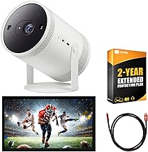 The Freestyle Projector, Up to 100" Screen, Smart TV, 360 Degree Sound (SP-LSP3BLAXZA) Bundle with 2 YR CPS Protection Pack, Deco Gear HDMI Cable and 120" Screen