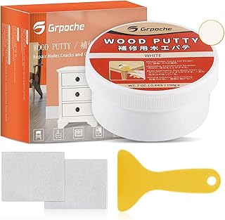 Wood Filler Putty, White Wood Putty Filler Paintable, Stainable, Sandable, 7 Ounce Furniture Repair Kit, Quickly Repair Holes, Cracks, Chips and Scorched Areas of Wooden Furniture Floor,Easy to Use