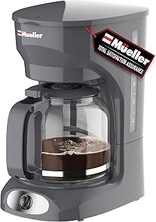 MUELLER HOME 12-Cup Drip Coffee Maker Perfect for Home or Office, Borosilicate Carafe, Auto-Off, Reusable Filter, Anti-Drip, Keep-Warm Function, Clear Water Level Window, Gray