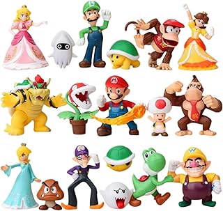 18 Pcs Mario Figurines Set, Mario Mini Figures Collection for Birthday Party & Cake Toppers