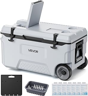 VEVOR Portable Cooler,Hard Cooler with Ice Retention, Heavy-Duty Handles and Strap, Lightweight Rigid Material Insulated Portable Cooler, Suitable for Family Picnics and Short Trips