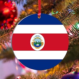 Costa Rica National Flag Acrylic Christmas Ornaments City Souvenir Gift Christmas Hanging Ornament Costa Rica Christmas Decorations for Tree Travel Lover