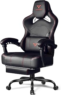 VITESSE Big and Tall Gaming Chair 400lb Weight Capacity with Footrest, Ergonomic Video Game Chair for Adults with Oversized Headrest and Lumbar Pillow, Computer Chair Gaming for Office (Black+Red)