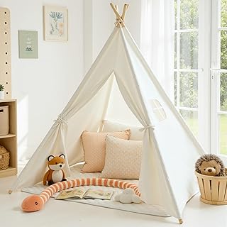 Sumbababy Teepee Tent for Kids Indoor - Toddler Play Tent Washable Tipi Sleepover Tents for Girls & Boys - Foldable Playhouse Gift Toys