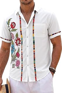 Men's Hawaiian Shirt Short Sleeve Tropical Button Down Casual Summer Beach Vacation Shirts