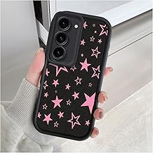 for Samsung Galaxy S23 Case 6.1 inch Black Pink Star Pattern Step Design Soft Touch Case, Lightweight, Durable, Edgy, Cute, Trendy, for Trendy Users, Daily Use
