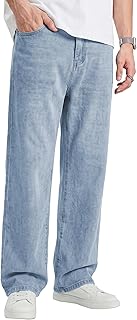 Mens Baggy Jeans Stretch Casual Loose Fit Jeans Streetwear Denim Pants