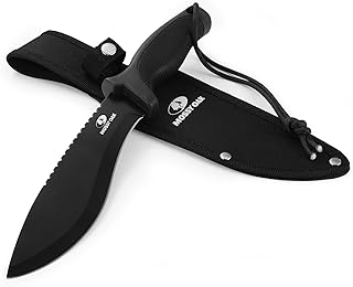 11.5'' Machete for Yard Work, Survival Kukri Machete Knife with Sheath, EDC Gear, Ergonomic Anti-Slip Handle, Stainless Steel Machetes for Cutting Trees, Gardening, Bushcraft and Hunting
