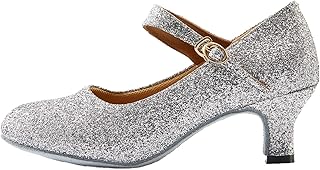 Women's Glitter Latin Ballroom Dance Shoes Pointed-Toe Y Strap Dancing Heels
