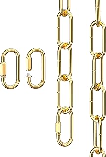garini 6 Feet Gold Light Fixture Chain 6 Feet, Adjustable Metal Pendant Chandelier Chain Extension with Detachable Link, Maximum Load is 66 Pounds, 1 Pcs