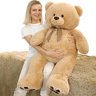 Tezituor Big Teddy Bear 4 Feet Tall Teddy Bear Giant Stuffed Animal for Girls Boys Baby Shower Party Decorations Large Plush Toy for Kids Girls Girlfriend Valentines Anniversaries Gift
