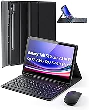 TUNKARMOR Case Keyboard for Samsung Galaxy Tab S10 Lite / S10 FE / S9 FE / S9 / S8 / S7 10.9"/11" Built-in Pencil Holder with Mouse