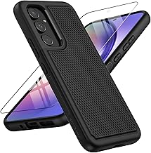 FNTCASE for Galaxy A54-5G Phone Case: Samsung A54 5G Military Grade Drop Protection, 14ft Drop Tested, Screen Protector Included, Anti-Slip Matte Textured, TPU+PC Dual Layer Shockproof Cover (Black)