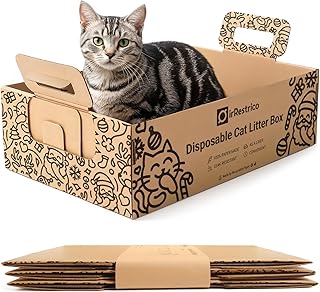 3-Pack Disposable Cat Litter Box, Waterproof & Leak-Resistant Cardboard, Foldable for Travel and Temporary Use, Eco-Friendly with Cute Cartoon Design, Gift for Cat Lovers