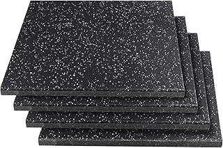 MYOYAY 4 Pack Interlocking Tile 20" x 20”x 1”Heavy Duty Rubber Flooring Mat Anti-Vibration Anti-Slip Exercise Mats for Gym Equipment and Cushion for Workouts, Cover 11.12 Sq.Ft…