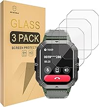 Screen Protector compatible with Cubot C28 / DEKELIFE/Bambooinn Smart Watch 2.02" [Tempered Glass] [3-PACK] [Japan Glass with 9H Hardness]