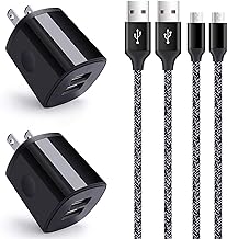 Android Charger for Samsung Galaxy J7 Prime/Crown/Star/Sky Pro/Pro/Perx,J3 Orbit,J2,J7 V,J6 Plus,J5,J4 Core,S7 S6 S5 A10 A6 Note 5 4,LG K40 K30 K20, Phone Wall Charger + Fast Charging Micro USB Cable