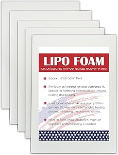 5 Pack Lipo Foam Pads for Post Surgery Ab Board Liposuction Surgery Flattening Abdominal Compression Garments Lipo Foam Sheets 8" x 11"