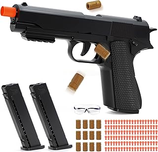 Soft Bullet Toy Gun with Shell Ejecting,Gun Fidget Toy with 100 Soft Bullets, 12 Shells and 2 Magazines,Education Toy Model,Christmas Birthday Gifts for Boys&Girls Kids Adults Age 8+(Black)