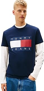 Men's Short Sleeve Cotton Graphic T-Shirts with Big Flag Logo Design