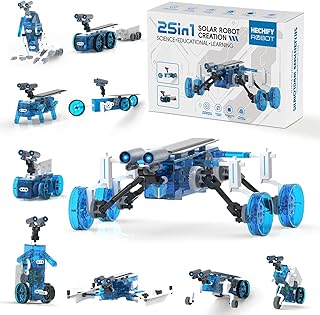 STEM 25-in-1 Solar Robot Kit for Kids Ages 8-13, Science Building Toys with Transparent Motor, DIY Robotics Experiment Set, Educational Birthday Gift for Boys Girls 8 9 10 11 12 13 14 15 16