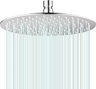All Metal Rain Shower Head - Heavy Duty Stainless Steel, Easy Install, High Water Flow, Ultra-Thin Modern Design for Bathroom (Chrome, 10)
