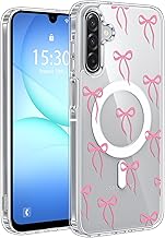 for Samsung Galaxy A17 Case Compatible with MagSafe, Crystal Clear Aesthetic Pattern Wireless Magnetic Protective Phone Cover for Women Girls - Chic Bows