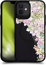 Officially Licensed Monika Strigel Succulent Garden Peach Flower Collection Black Shockproof Bumper Case Compatible with iPhone 12 / iPhone 12 Pro and Compatible with MagSafe