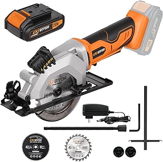 Circular Saw,4-1/2" Mini Circular Saw Cordless with 2.0A Battery, Power Saw with Laser Guide, 3400RPM, Maximum Cutting 1-11/16" at 90° and 1-1/8"at 45° for Wood, Soft Metal, Plastic