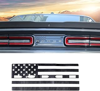 Tail Light Decal American Flag Rear Light Sticker Exterior Accessories Compatible with Dodge Challenger 2015-2023, Carbon Fiber