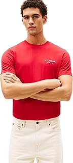 Men's Short Sleeve Cotton Graphic T-Shirts with Embroidered Flag Logo