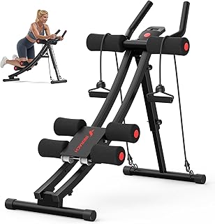 MERACH Ab Machine, Adjustable Dual Track Ab Trainer Machine, Ab Workout Equipment for Home Gym, Ergonomic Arc Track for Better Abs, Foldable Workout Machine for Full Body Workout Home Exercise