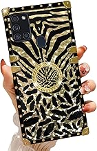 for Samsung Galaxy A21S Phone Case with Ring Stand Retro Elegant Luxury Leopard Cheetah Print Design Gold Full Protection Protective Cover for Girls Women