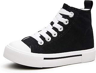 Kids High Tops Sneakers –Toddler Canvas Walking Shoes with Hook and Loop for Boys and Girls