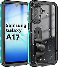 for Samsung Galaxy A17 5G Phone Case, IP68 Waterproof Dustproof, Built-in Screen Protector, Rugged Full Body Shockproof Protective Cover with Cell Phone Ring Holder for Samsung A17 5G / 4G （Cyan）