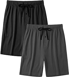 Bamboo Viscose Mens Sleep Shorts - Moisture Wicking Soft Cooling Cotton Pajama Pants for Lounge & Sleep (2 Pack)
