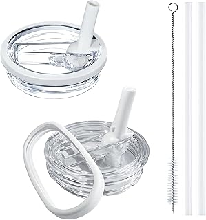 2 Pack Stanley Lid Replacement 40 oz, with Leak Proof and Flip Straw Lid, Stanley Cup Accessories, for Stanley Quencher H2.0 40 oz Tumbler (Only), BPA Free (Milk White)